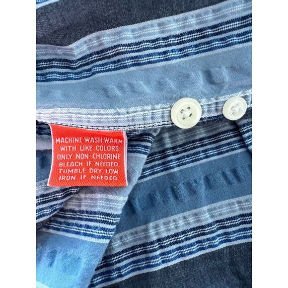 Facconable Mens Striped poplin Button-Down Shirt M Blue & White 100% Cotton - Picture 3 of 5